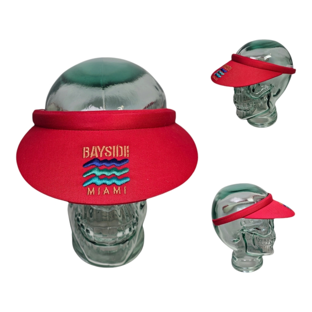 Vintage‎ Bayside Miami Florida Beach Water Waves Women's Visor Red